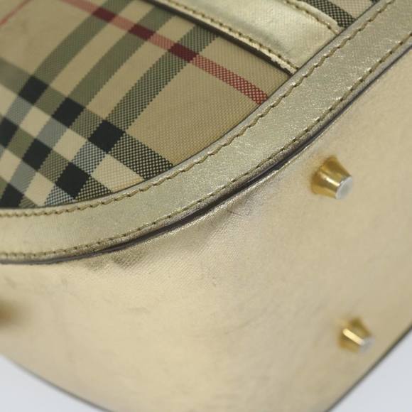 BURBERRY Nova Check Hand Bag Nylon Canvas Beige Auth 61344 - Picture 16 of 16